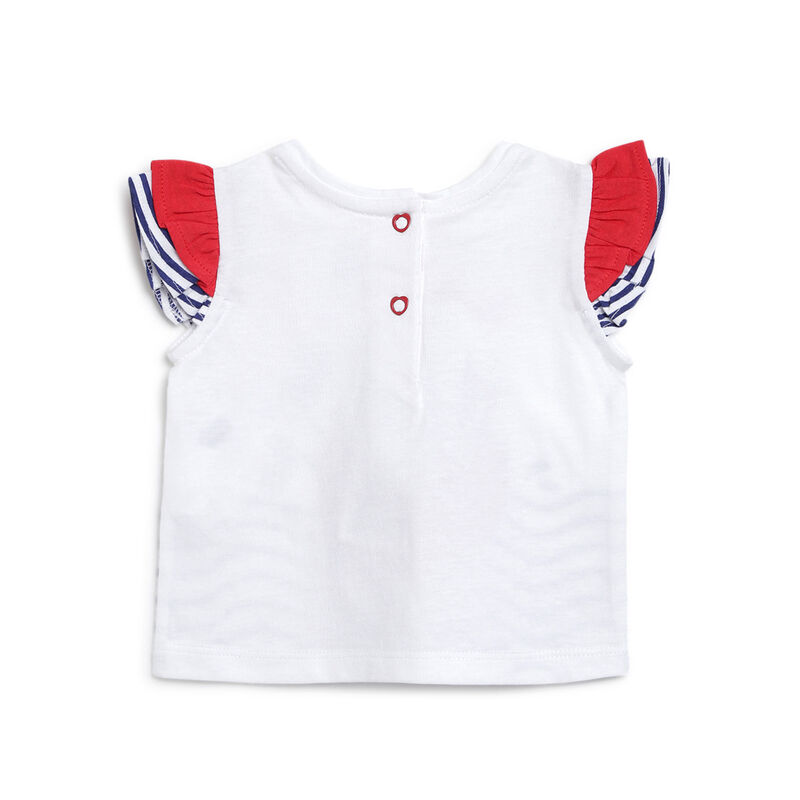 Girls White & Red Printed Short Sleeve T-shirt image number null